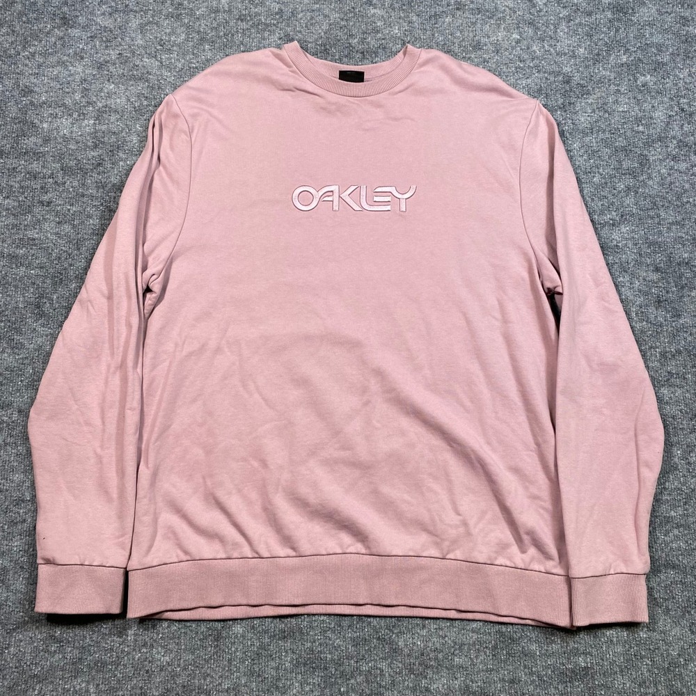 Oakley Mens XL Regular Fit Crewneck Sweatshirt Pink Embroidered Logo Long Sleeve